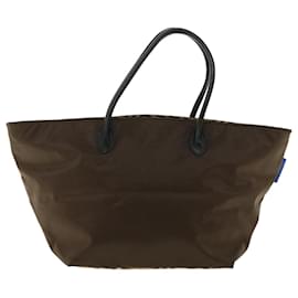 Burberry-Burberrys Nova Check Hand Bag Nylon Brown Auth ny237-Brown