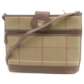 Burberry-Burberrys Nova Check Shoulder Bag Canvas Khaki Brown Auth q018-Green