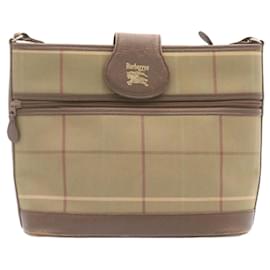 Burberry-Burberrys Nova Check Shoulder Bag Canvas Khaki Brown Auth q018-Green