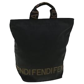 Fendi-FENDI Hand Bag Brown Black Auth am3299-Brown