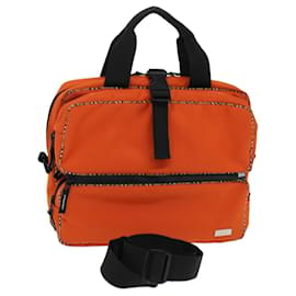 Burberry-BURBERRY Nova Check Hand Bag Nylon 2way Orange Auth bs6240-Orange