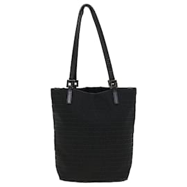 Fendi-FENDI Zucchino Canvas Tote Bag Black 2415-8BH051-029 Auth rd5147-Black