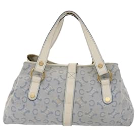 Céline-CELINE Paris Macadam Shoulder Bag Canvas Blue White Auth bs6303-Blue