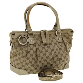 Gucci-Gucci GG Canvas shoulder bag 2way Beige Auth ki2405-Brown