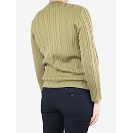 Céline-Olive green wool pocket cardigan - size FR 44-Green