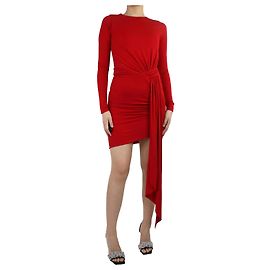 Alexandre Vauthier Rotes, langärmeliges, gerafftes Kleid – Größe UK 10 Rot