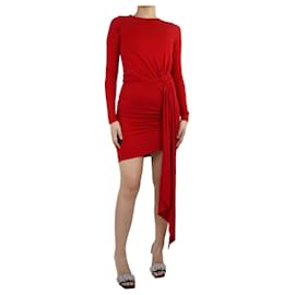 Alexandre Vauthier-Rotes, langärmeliges, gerafftes Kleid – Größe UK 10-Rot