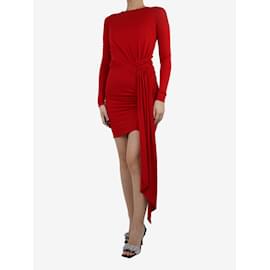 Alexandre Vauthier-Red long-sleeved gathered dress - size UK 10-Red