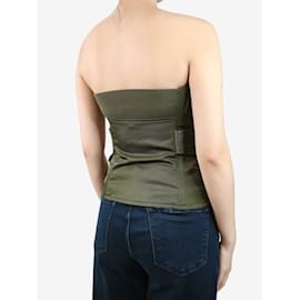 Autre Marque-Khaki green strapless nylon corset top - size UK 8-Green