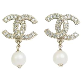 Chanel-Gold Coco pearl drop earrings-Golden