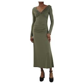 Autre Marque-Khaki ruched fitted long-sleeve dress - size EU 34-Khaki