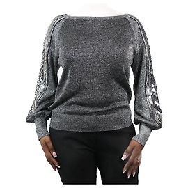 Alberta Ferretti Top scintillant orné de sequins argentés - taille UK 12 Argenté