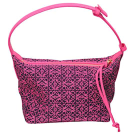 Loewe-Bolsa pequena com anagrama Cubi rosa e jacquard com acabamento em couro-Rosa