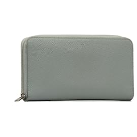 Céline-Celine Gray Leather Zip Around Wallet-Grey