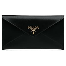 Prada Black Vitello Move Envelope Wallet Black