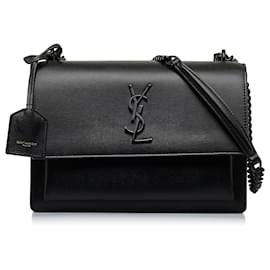 Saint Laurent-Saint Laurent Black Medium Sunset Shoulder Bag-Black