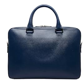 Dior Blue Leather Briefcase Blue Dark blue