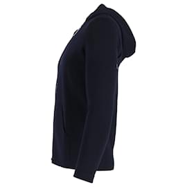 Sandro-Sandro Paris Zipped Hoodie in Navy Blue Cotton-Blue,Navy blue