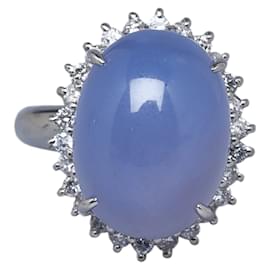 & Other Stories-Platinum Diamond & Chalcedony Ring-Silvery