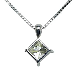 & Other Stories-Platinum Diamond Pendant Necklace-Silvery