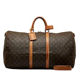 Louis Vuitton-Monograma de Louis Vuitton Keepall 55 Bolso De Viaje Bandouliere De Lona M41414 en buen estado-Castaño