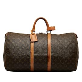 Louis Vuitton-Monograma de Louis Vuitton Keepall 55 Bolso De Viaje Bandouliere De Lona M41414 en buen estado-Castaño