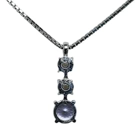 & Other Stories-Platinum Diamond & Tanzanite Drop Pendant Necklace-Silvery