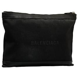 Balenciaga-Bolso clutch de lona con clip L azul marino 373840-Negro