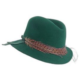 Vintage Panama with Borsalino feather Dark green
