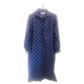 Vestido camisa vintage Yves Saint Laurent Rosa Azul marinho