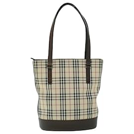 Burberry-BURBERRY Nova Check Tote Bag Canvas Leather Beige Brown Auth 54021-Brown,Beige