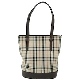 Burberry-BURBERRY Nova Check Tote Bag Canvas Leather Beige Brown Auth 54021-Brown,Beige