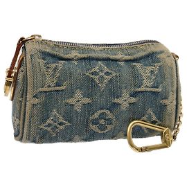 LOUIS VUITTON Monogram Denim Trousse Speedy Pouch Blue M95082 LV Auth 52566 Blue