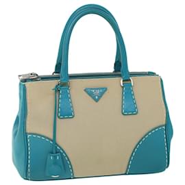 Prada-PRADA Hand Bag Canvas Leather Light Blue Beige Auth 54032-Beige,Light blue