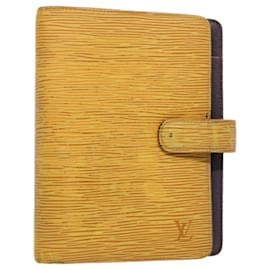 Louis Vuitton-LOUIS VUITTON Epi Agenda MM Planificador de día Cubierta Amarillo R20049 LV Auth 52591-Amarillo