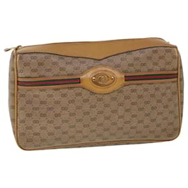 Gucci-GUCCI Micro GG Canvas Web Sherry Line Clutch Bag Beige 014 904 0018 Authentifizierung1207-Beige