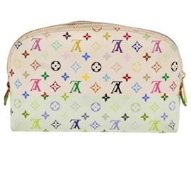 Louis Vuitton-LOUIS VUITTON Monogram Multicolor Pochette Cosmetic White M47354 LV Auth 53868-White
