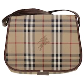 Autre Marque-Burberrys Nova Check Shoulder Bag PVC Leather Beige Brown Auth 53779-Brown,Beige