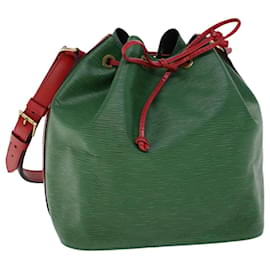 Louis Vuitton-LOUIS VUITTON Bolso de hombro Epi Petit Noe Verde Rojo M44147 LV Auth 53606-Roja,Verde