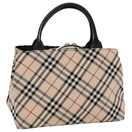 Burberry-BURBERRY Nova Check Blue Label Hand Bag Nylon Beige Auth ep1650-Beige