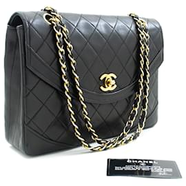 Chanel-CHANEL Half Moon Chain Sac à bandoulière Bandoulière Noir Rabat matelassé-Noir