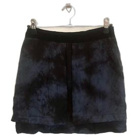 The Kooples Mini-gonna 100% I Kooples in seta blu e nera Nero Blu scuro