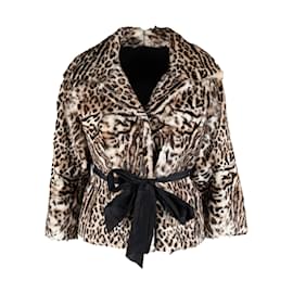 Autre Marque-Giacca in pelliccia fantasia leopardata della Collezione Privée-Multicolore