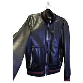 Giacca bomber in pelle Gucci nera Nero