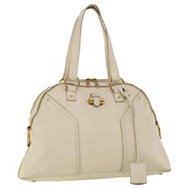 Yves Saint Laurent-SAINT LAURENT Borsa a spalla Muse Pelle Bianco Auth am3205-Bianco