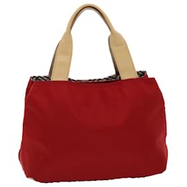 Burberry-BURBERRY Handtasche Nylon Rot Auth bs6560-Rot