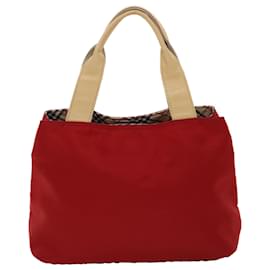 Burberry-BURBERRY Handtasche Nylon Rot Auth bs6560-Rot