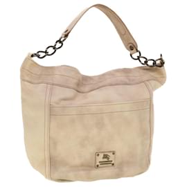 Burberry-BURBERRY Chain Shoulder Bag Leather Beige Auth yk7109-Brown