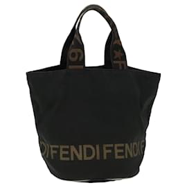 Fendi-FENDI Hand Bag Nylon Black Brown Auth yb084-Black
