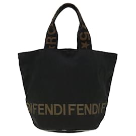 Fendi-FENDI Hand Bag Nylon Black Brown Auth yb084-Black